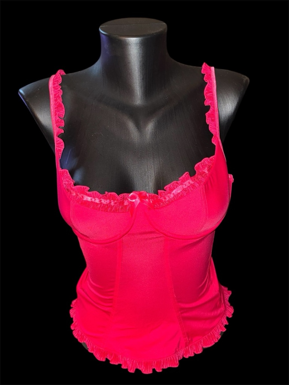 Victoria’s Secret pretty little things Women’s Hot Pink Ruffled Bustier Cami